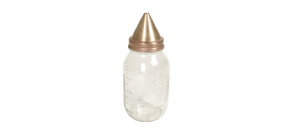 Parte superior del picnometro y frasco de vidrio