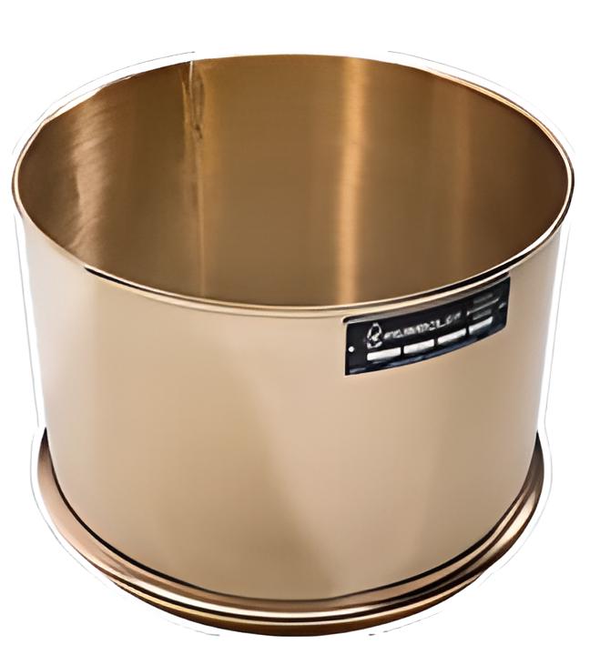 Tamiz, 12'' de diametro, n.º 20 (850 µ), 8'' de profundidad, marco de laton, malla inoxidable