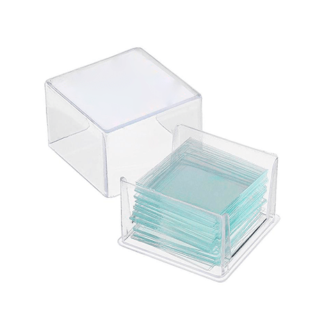 Caja de material plástico con contenedor y cubetas porta-objetos